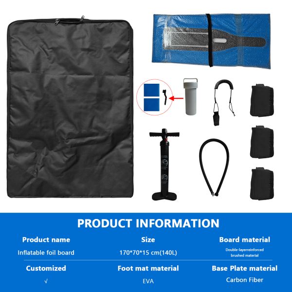 110L 140L Inflatable foil board with Carbon Base plate for Wing Foil Hydrofoil Kitesurfing Surfing