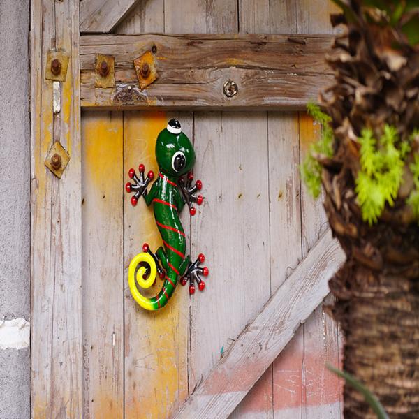Arte exterior colorida de Art Handicraft Metal Gecko Wall da parede do lagarto do metal