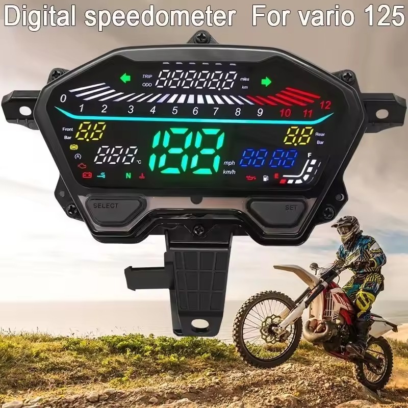 Motorcycle Digital LED Speedometer LCD Tachometer Odometer Replacement for Honda Vario 125 150 160 Click V2