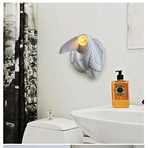 Resin animal wall lamp bedroom bedside lamp living room decor White Ceramic Toucan Wall Light (WH-VR-72)