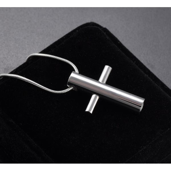 High Polished Cross Crystal Stainless Steel Cremation Pendant with Memorial Necklace