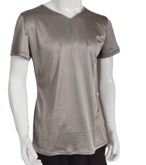 Health Unisex All Silver V-collar Shirt Shielding Protection T Shirt RF Radiation Clothing