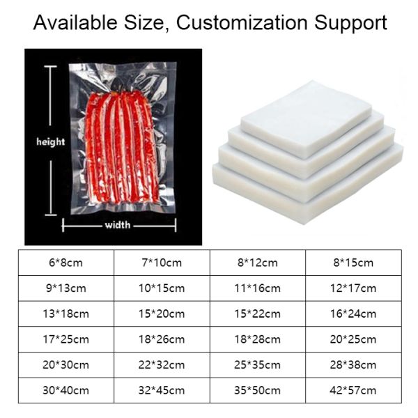 Embossed Vacuum Bags BPA Free Plastic Bags Mesh Texture Vacuum Seal Food Package Bag for Home Commercial