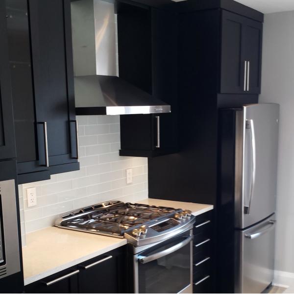 Modern Black Lacquer Kitchen Cabinet Natural Maple Shaker Kitchen
