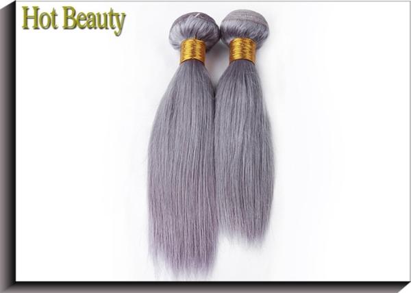 Customized Purple Grey Hair Silk Straight 100% Human Hair Can be flat ironed