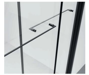 Aço inoxidável, casa de banho, duche, porta deslizante dupla, Matt Black