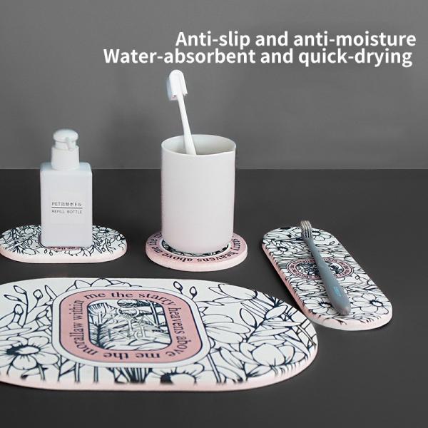 Modern Natural Diatom Mud Bath Mat Drying Mat Water Absorbing Fiber Diatomite Soap Mat