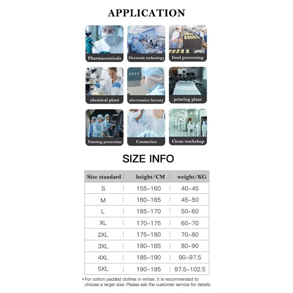 Custom Size Vapor-Protective ESD Coverall with 106-107Ohm Surface Resistance for Cleanroom Use