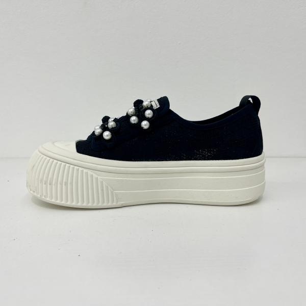 Women Canvas Walking Shoes Pearls On Ladies Canvas Trainers