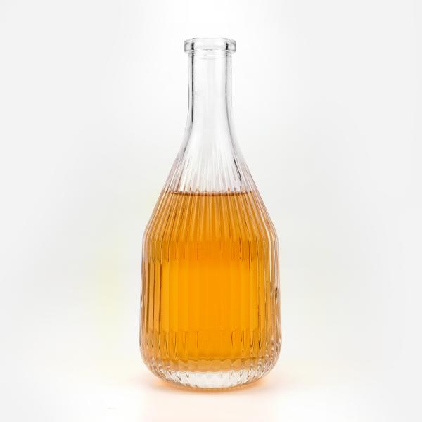 375ml 450ml Ice Wine Bottles Glass Container With Cork for Beverages and Curvy Pattern