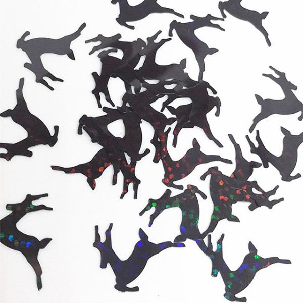 PVC Stock Holo Black Deer Glitter Shape Ready to Ship from Texiles