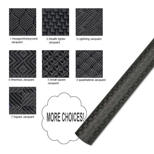 66% Content Carbon Fiber Tube with Knitted Weaving Hexagon Tubes Wide Application