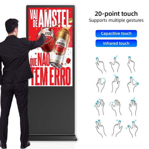 Capacitive Digital Signage Touch Info Kiosk Floor Standing 32 to 65 Inch 4K UHD Android Commercial