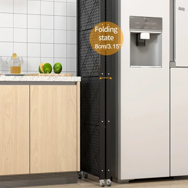 Y Free Installation 3/4/5 Layers Kitchen Shelf Floor Type Microwave Oven Rack Multi-layer Foldable Mobile with Wheel Storage