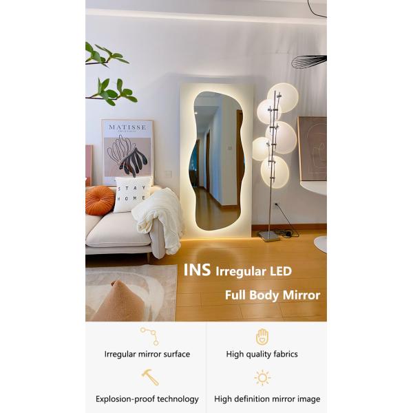 Asymmetrical Backlit Tall Lighted Mirror Floor Length Custom