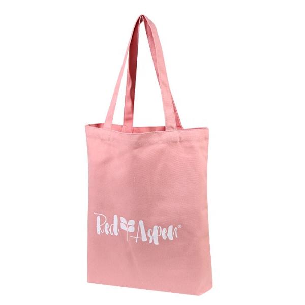 Thick Portable Reusable Cotton Tote Bags , Korean Style Pink Canvas Tote Bags