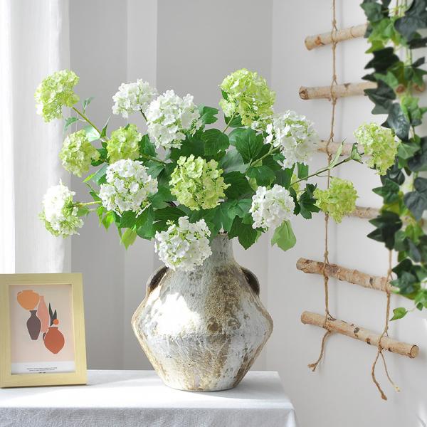 Home Decoration 3-Head Wooden Embroidered Ball Simulation Flower Soft Wedding Flower Wall Ceiling Decor Multiple Color