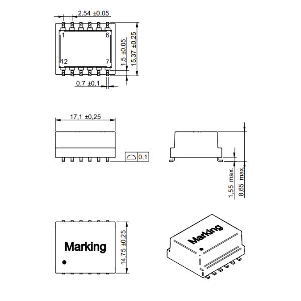 10/100BASE-T PoE 350 MA SMD LAN трансформатор 7490140141