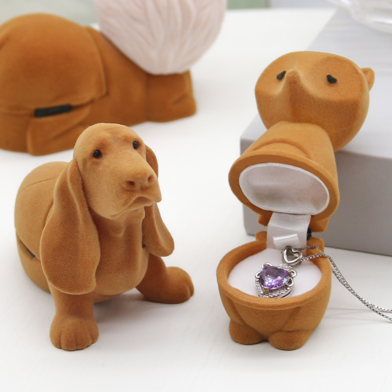 Custom Colored Soft Velvet Jewelry Box With Cute Animal Design