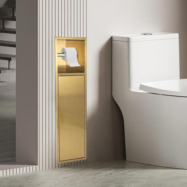 Wall Mounted Bathroom Toilet Brush Cabinet 630x185x120mm Stainless Steel