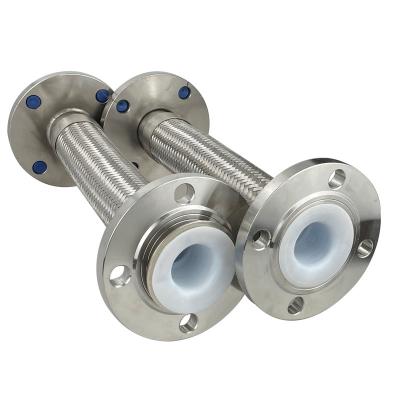 DN200 PN16 Convoluted Stainless Steel Flexible Hose Flange Connection Lined With PTFE Metal Hose 304 Stainless Steel Metal Bellows