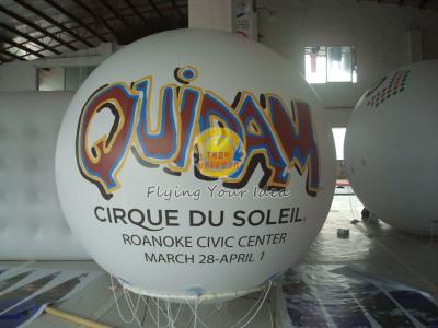 Balão inflável branco do hélio da propaganda com impressão protegida UV para a feira profissional