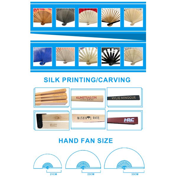 Customized Printed 21cm/23cm Silk Hand Fan Folding Fan Bamboo Fan Custom