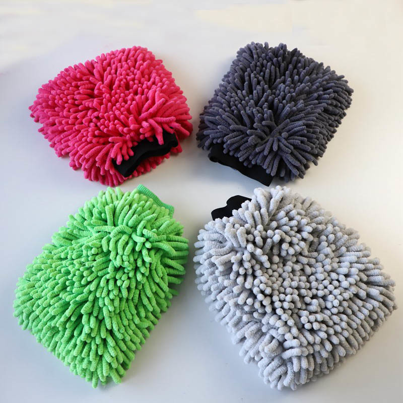 Elastic Cuffs Chenille Car Cleaning Glove 17x26cm Size 110g/Pc