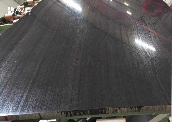 Guizhou quarry high glossy black wood marble 18 mm revers cut and Sandblasting
