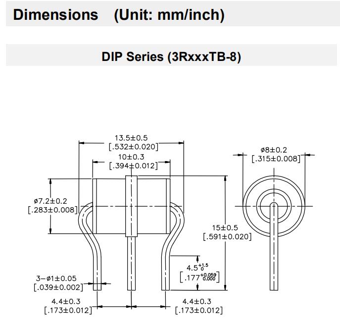 3RB-8 Arrestor Arrester 75V-800V GDT нагнетательной трубы газа ограничителя перенапряжения серии 3R 10KA 1.5pF