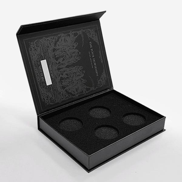 Magnetic Closure Cardboard Display Box Coin Packaging Hollow Faux Book Style Box