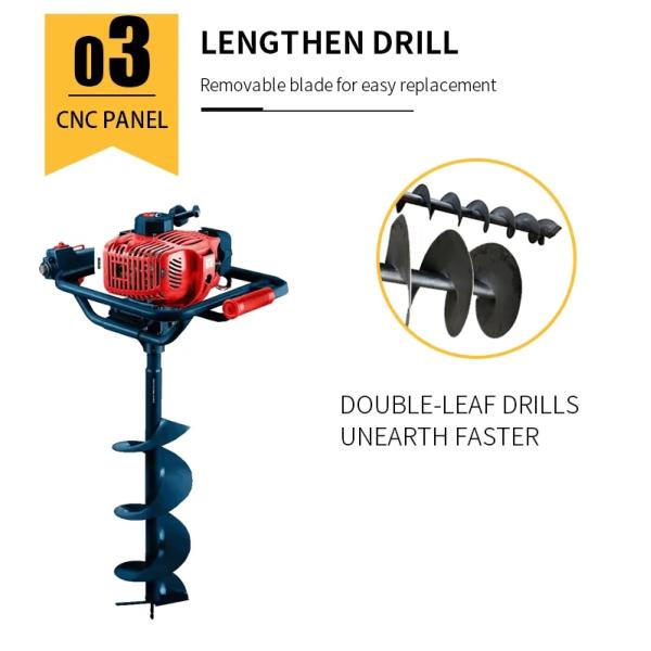 High Digging Power Small Type Garden Hole Tools Gasoline Earth Auger Drill Auger 7-80CM