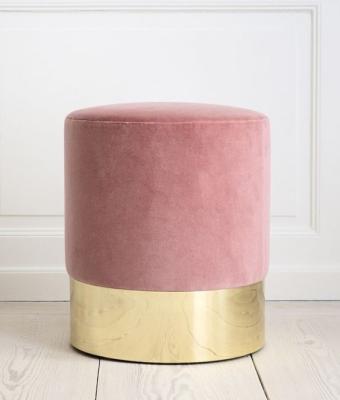 Whoesale wooden round ottoman foot rest ottoman stainless steel base ottoman furniture velvet ottoman stool