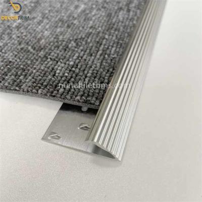 High Glossy Silver Carpet Transition Strip Aluminum Material Single Side With Nails