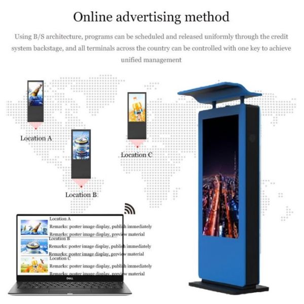 55 inch vertical high brightness waterproof outdoor canopy advertising machine