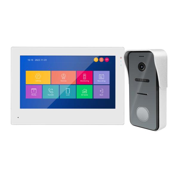 2-Wire IP/WiFi 7 HD Touch Screen Video Intercom Door Phone with Unlock/Monitor/Record