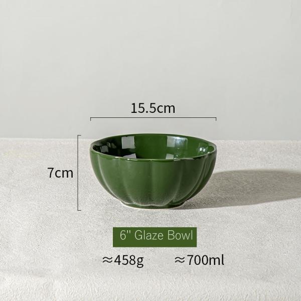 24-Piece Ceramic Dishes Set Green Pumpkin Kitchen Utensils For Porcelain Table Plates