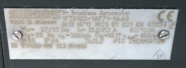 Siemens Electric 1FT5102-OAC71-2 Servo Motor Brand New Authentic