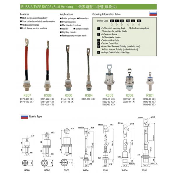 RSD6 D161-200 Machine Tool Controls Russia Type Diode Stud Version