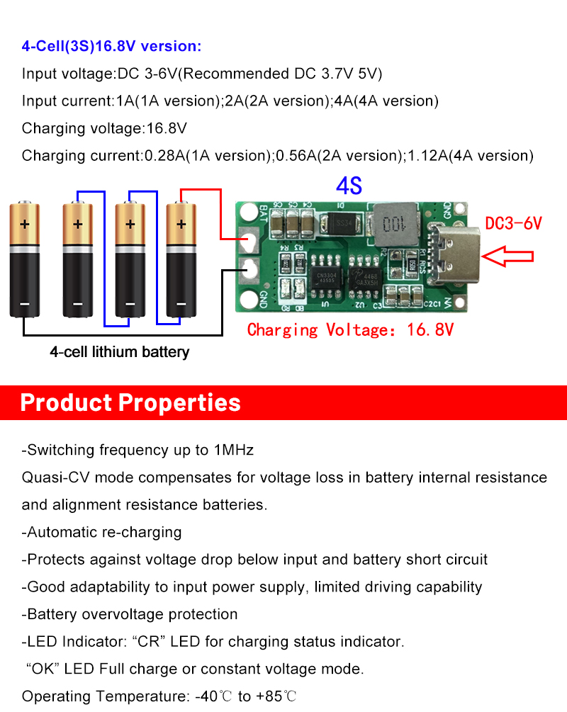 Type C USB Boost Module 1A/2A/4A 18650 Lithium Battery Charger Board BMS 2S 3S 4S Li-Po Polymer Power Bank PCB PCBA