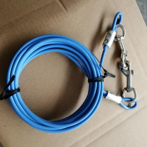 Couleur PVC revêtu chien attacher le pieu lourd 4.5 mm Avec 15 pieds de longueur jusqu'à 100 livres