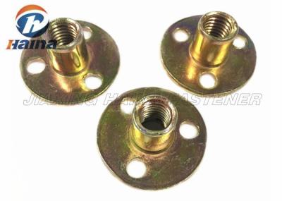 Zinc plated Round Base Hole Tee Nuts Or Furniture Nut With Three Brads