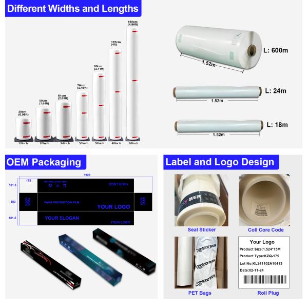 7.5 Mil Heat Repair Gloss Car Wrap Clear Paint Protection Film Tpu Car Film
