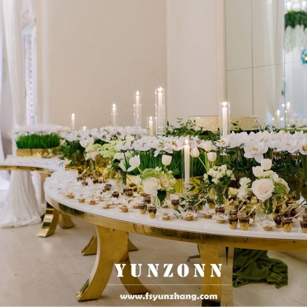 Customized 340cm Round Dining Table Luxury Modern Steel Design for Wedding Different Shapes Dining Room Furniture