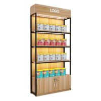Stockage en bois d'étagère de soins de la peau d'étagère de support d'affichage de supermarché de mur
