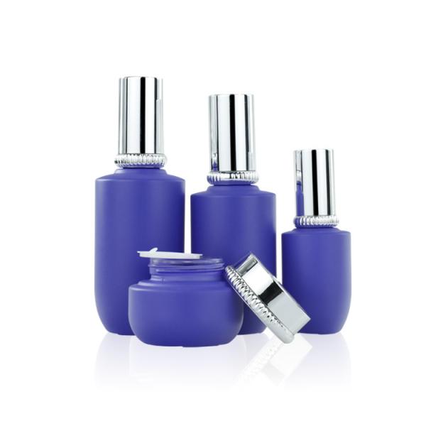 Cosmetic 45ml Blue Glass Lotion Bottle Skin Care Cream Jar Makeup Set
