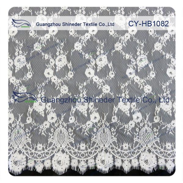 Custom Printed Swiss Voile Lace Trimming / Wedding Dresses Lace Fabric