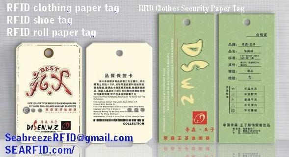 RFID Clothes Paper Tag, RFID Garments Paper Tag, RFID Apparels Paper Tag, RFID Clothing Security Paper Tag