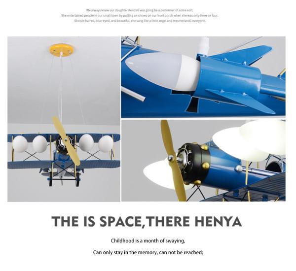 Children's room airplane pendent lamp lights cartoon Bedroom Boys Hanging Lamp(WH-MA-140)