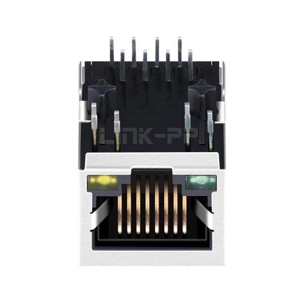 Bothhand LU1S041F-43LF Compatible LINK-PP LPJ0011BBNL 10/100 Base-T Industrial RJ45 Mag Jack Single Port Tab Down Green/Yellow Led